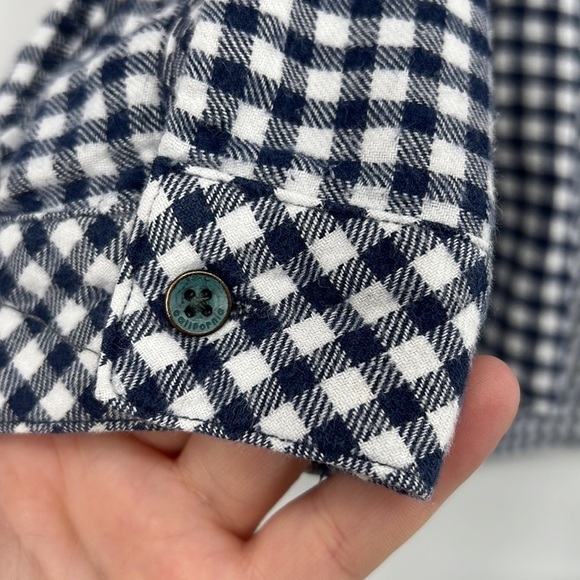 C&C California gingham navy blue and white check button top size medium - Picture 2 of 6